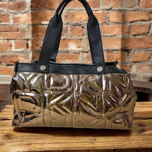 Donna Karan Logo DKNY Puffer Satchel w Matching Wallet - Picture 1 of 14